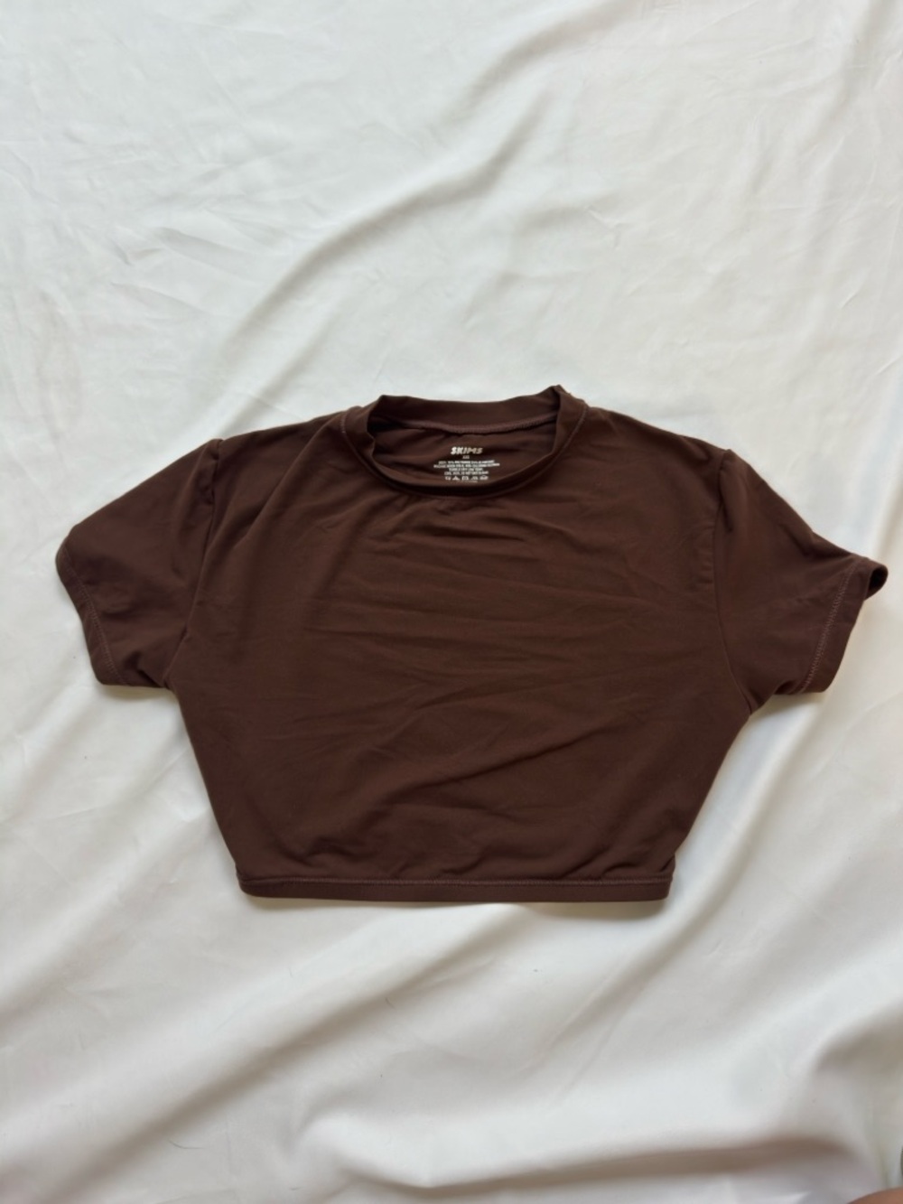 (SOLD) SKIMS XXS Brown Mini Cropped Top Tee Kim K